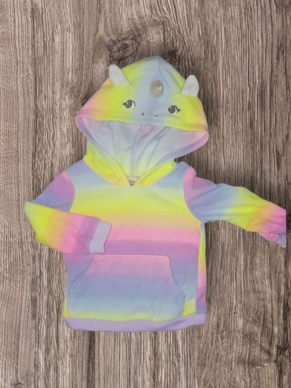 Carter's Rainbow Unicorn Hooded Fleece Top Girls Size 12M